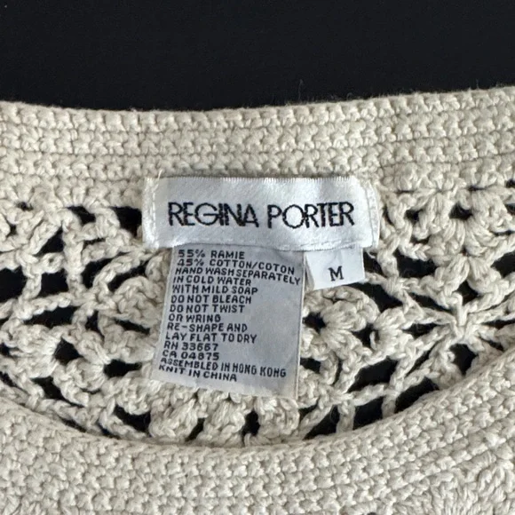 Regina Porter Elegant Cream Crochet Women's top - Picture 2 of 3